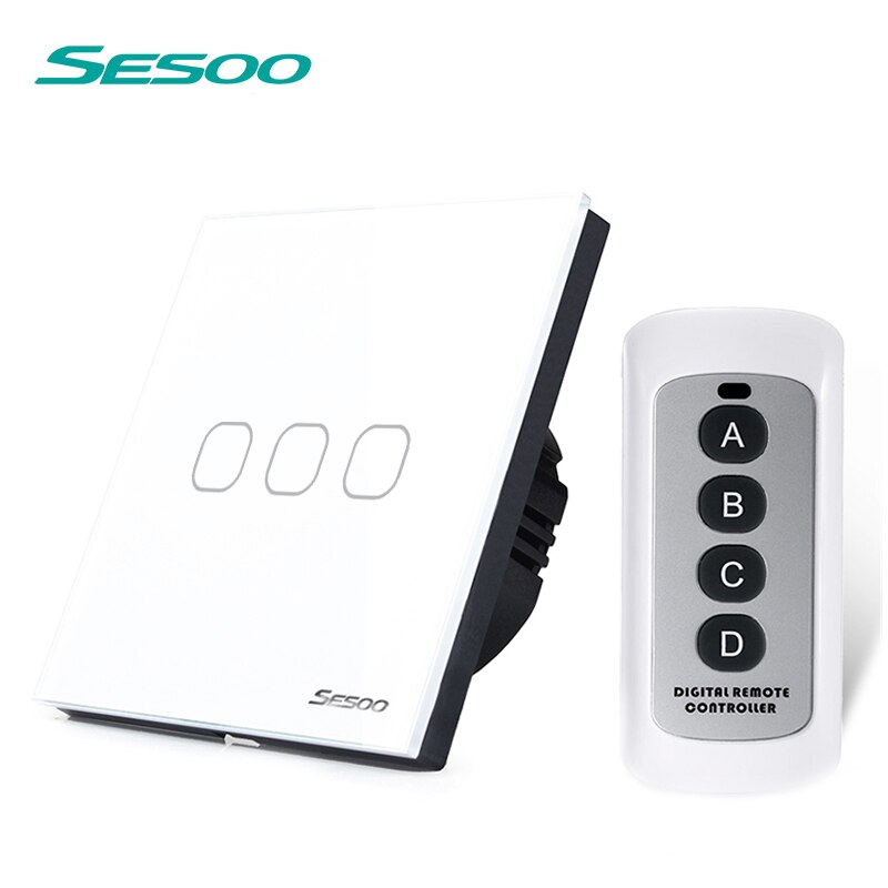 SESOO EU / UK ǥ 3  1      ġ, 220V ġ ġ, Ʈ Ȩ RF433  ġ/SESOO EU/UK Standard 3 Gang 1 Way Wireless Remote Control Light Switche